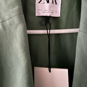 ZARA Mint Green Lightweight Jacket Linen